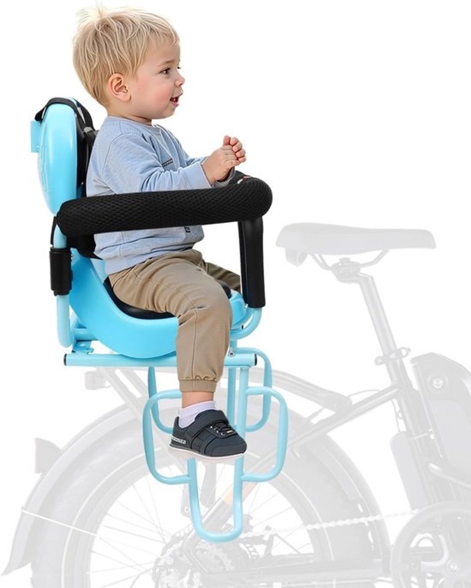 Kinderfietszitje Achter - Fietsstoeltje Kinderen - Veilig Fietsen - Verstelbare Veiligheidsgordel - 36x52cm - Blauw