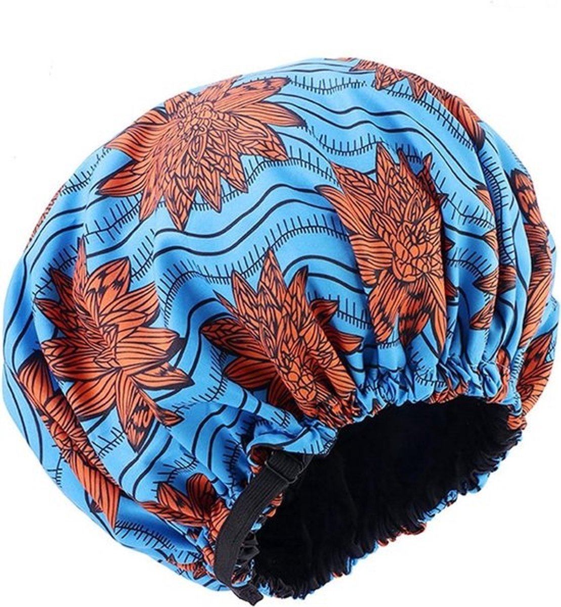 Satijnen Bonnet - Slaapmuts Krullend Haar - Haarbescherming 's Nachts - Dubbele Laag Voering - Diameter 40 cm - Blauw
