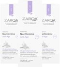 Voordeelverpakking met drie potjes Zarqa Nachtcrème Anti-Age voor gevoelige huidtypen, met 0% parfum en vegan.