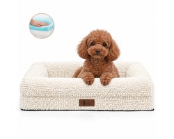 Pet Perfect BonoBed Orthopedische Hondenmand - Memory Foam - Wasbaar Hondenbed - Verhoogde Rand - Waterafstotende Binnenhoes - 76x51 cm - M - Rainy Beige