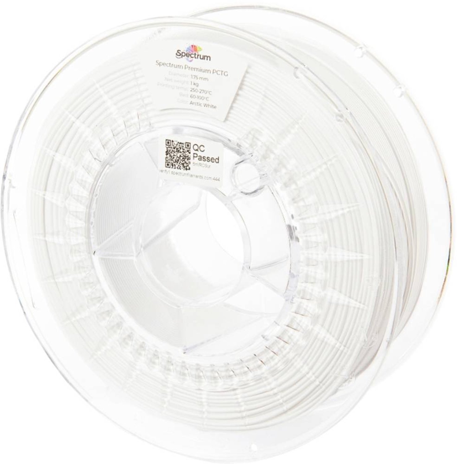 Spectrum Filaments 80660 Premium PCTG Filament PCTG Chemisch bestendig, Geurarm 1.75 mm 1000 g Arctic White, Wit 1 stuk Kleurloos