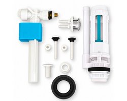 Compleet verstelbaar toilet doorspoelsysteem met dual flush drukknop en vlotterkraan