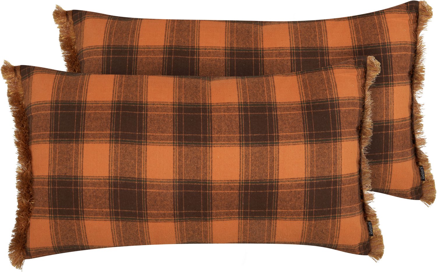 Beliani BARJA - Sierkussen set van 2 - Oranje/Zwart - 40 x 70 cm - Polyester