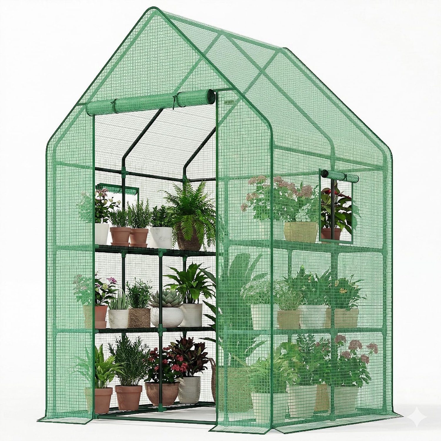 Kweekkas voor Buiten - 3 Laags Plantenkas met PE Hoes en Ventilatieramen - Draagbare Kweekkast met Houten Frame - Voor Tuin en Balkon - Winterbestendig