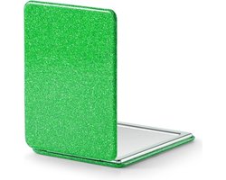 OMIRO compacte spiegel - Klassiek PU-leer - 1X/3X vergroting - Draagbaar voor tas en reis - 8,5 cm x 6,2 cm (groen)