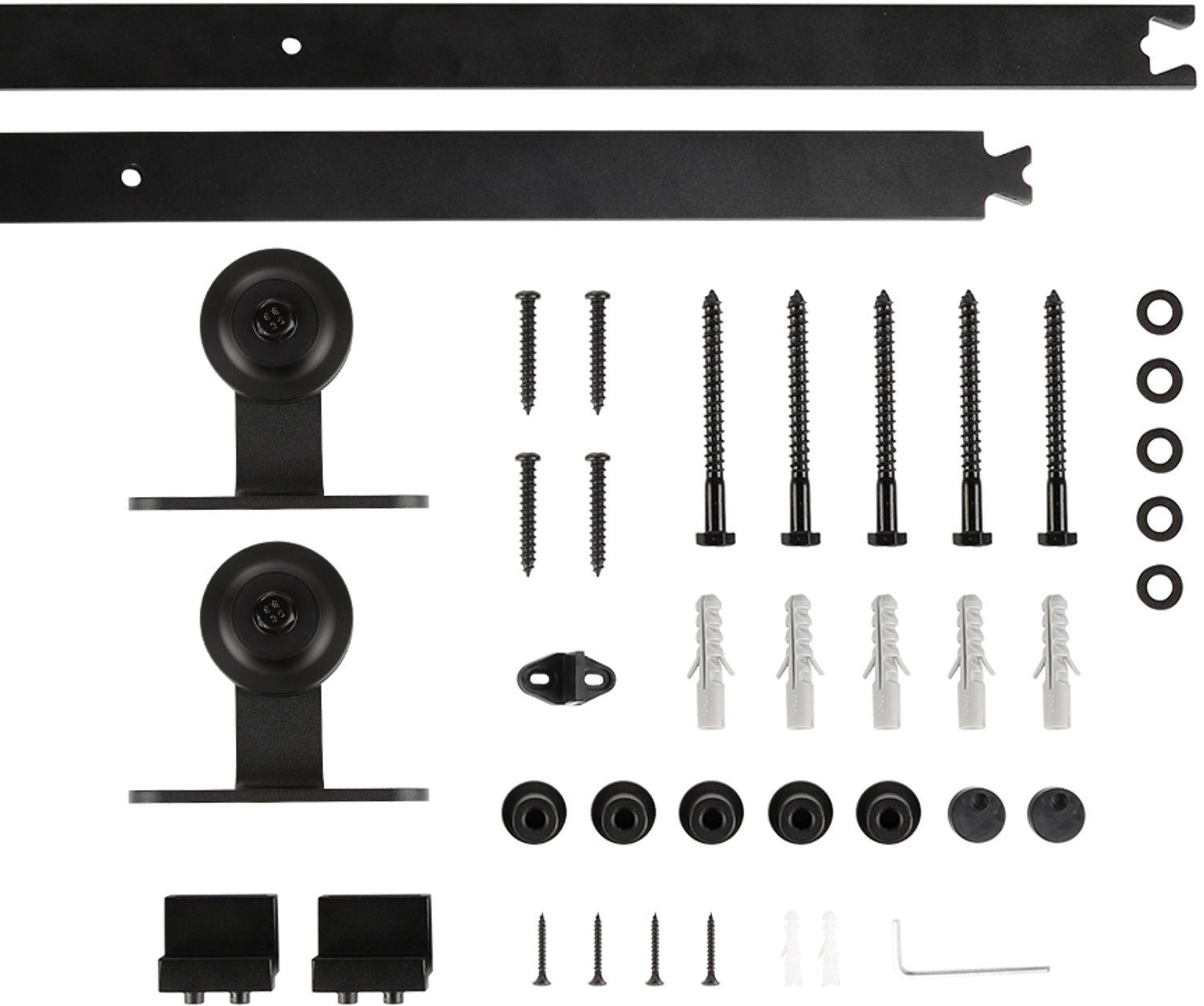 PIPIPOXER Schuifdeursysteem - Schuifdeur railsysteem - complete set met hangrollen - 183 cm rail - Zwart