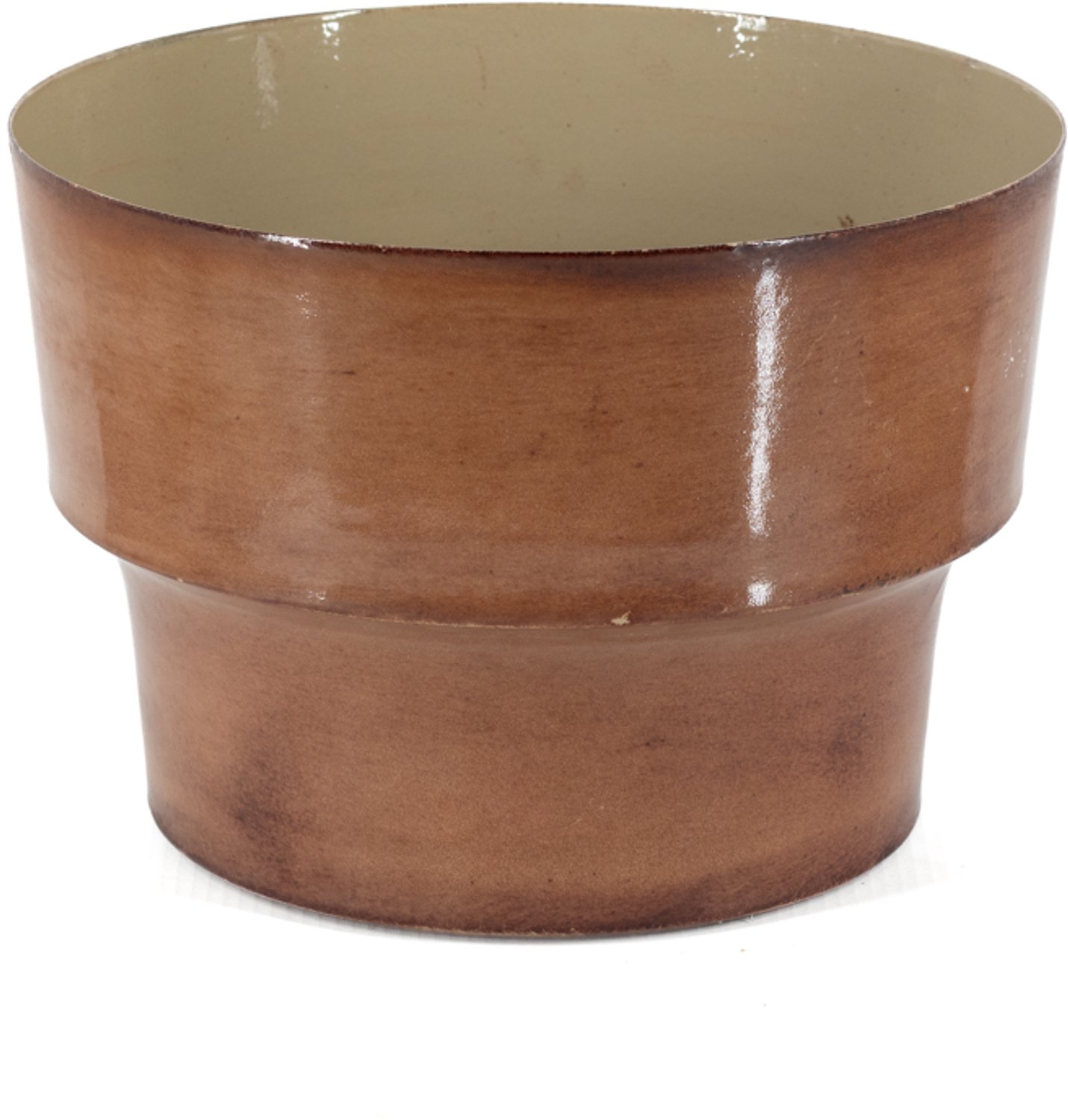Metalen bloempot amber