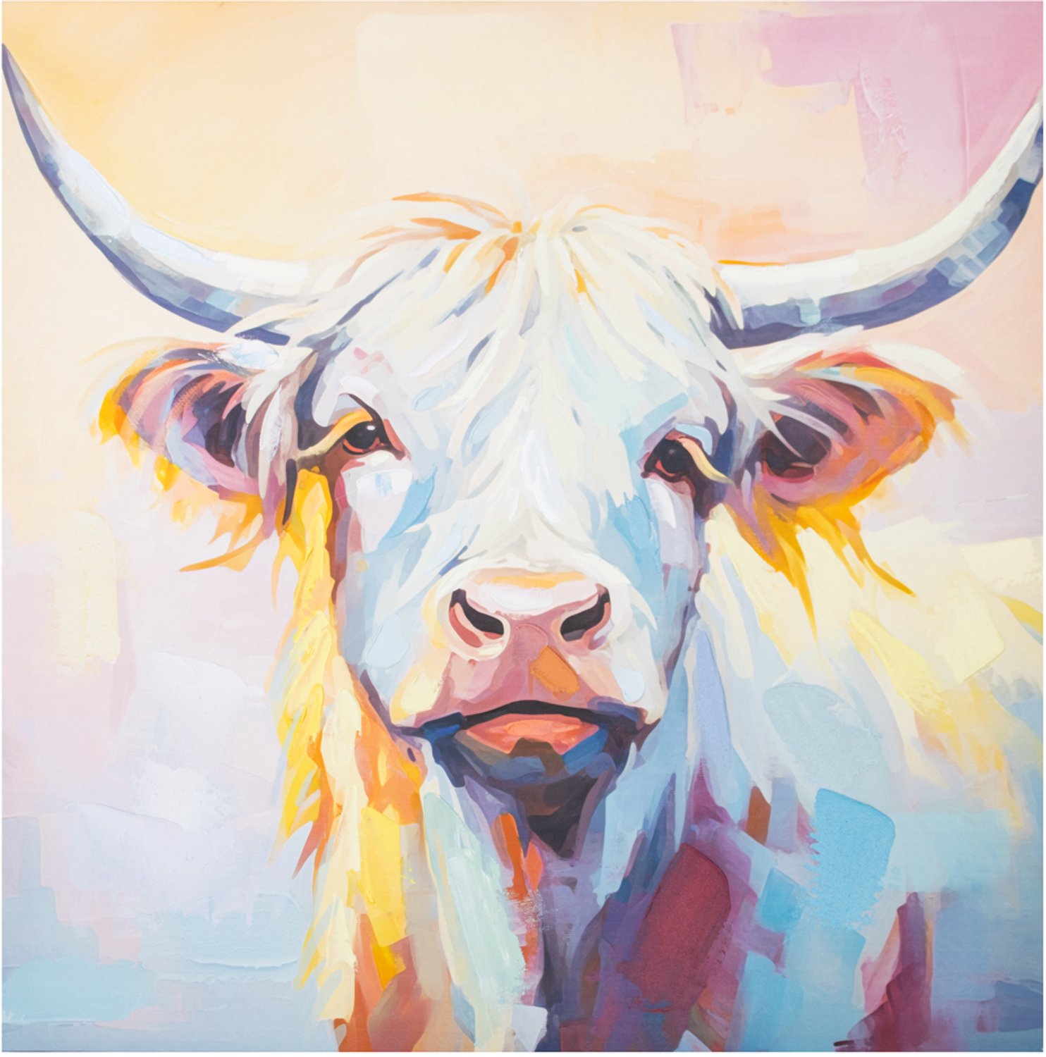 Schilderij handgeschilderd Schotse Hooglander art deco