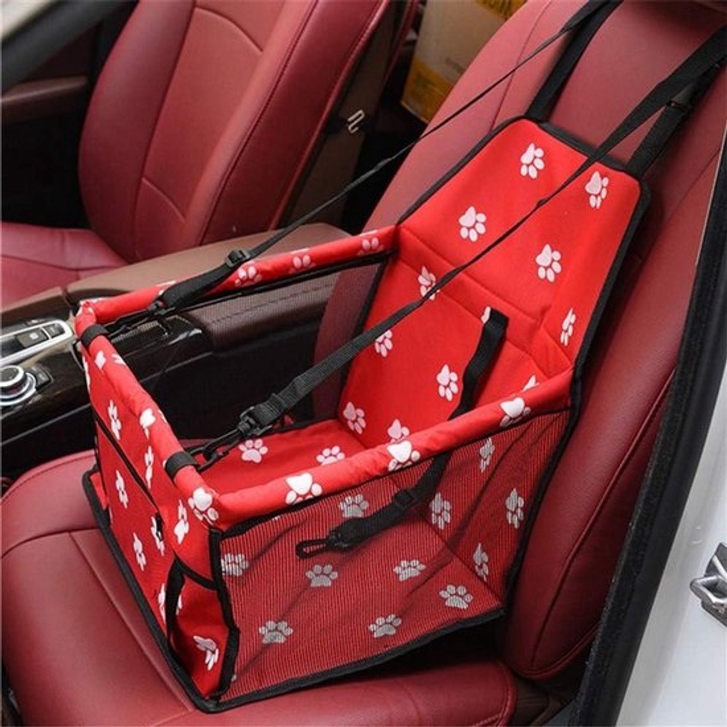 Hondenmand voor in de auto - Autostoel voor honden - Voor veilig reizen - Waterafstotend Oxford-materiaal - Grote maat - Rood
