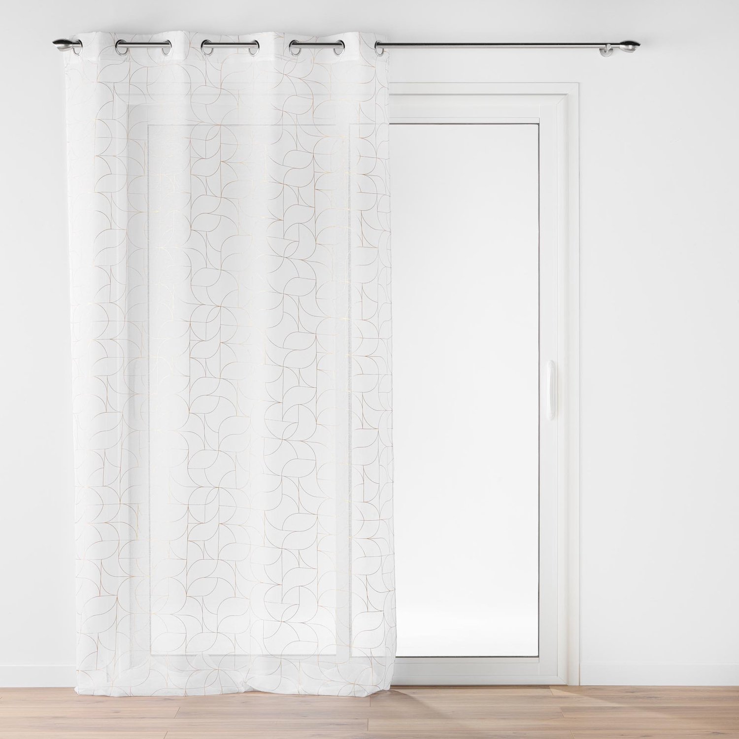 Douceur d'intérieur - Vitrage met ringen en gouden print LOUXOR, 140 x 280 cm