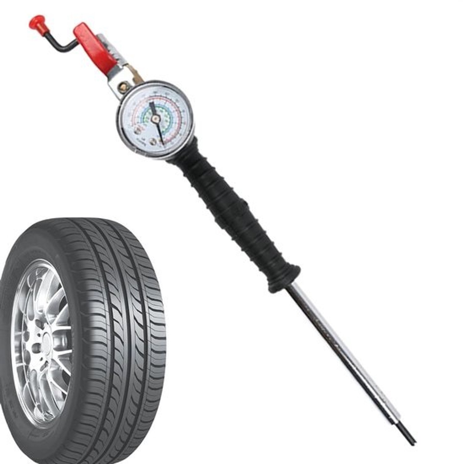 Pomp voor autobanden - Pomp voor lucht - Banden op spanning brengen - Voorzien van drukmeter - 0-230 PSI - Zwart