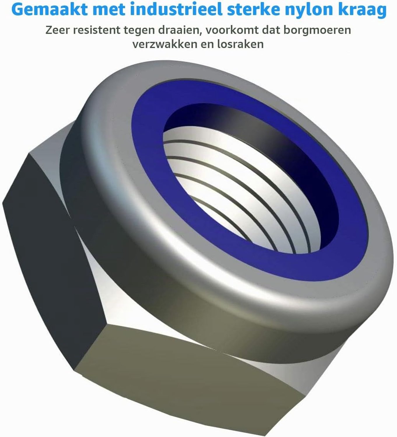 Zelfborgende Moer 20mm Ø - Verzinkt Gelegeerd Staal - 5 Stuks - Corrosiebestendig - m-winkel