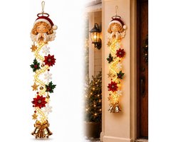 Verlichte Verticale Kerstdeurhanger - Feestelijke Deurslinger - Kerstdecoratie - Zichtbaar Lichteffect - Zes Verschillende Figuren - Duurzaam Kunststof - Rijke Seizoensdetails - Ruimtebesparende Visuele Presentie - 1 Stuk