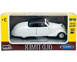 Modelauto Peugeot 402 - Diecast miniatuurauto - Verzamelobject en decoratie - Openende voordeuren - 11 cm - Wit