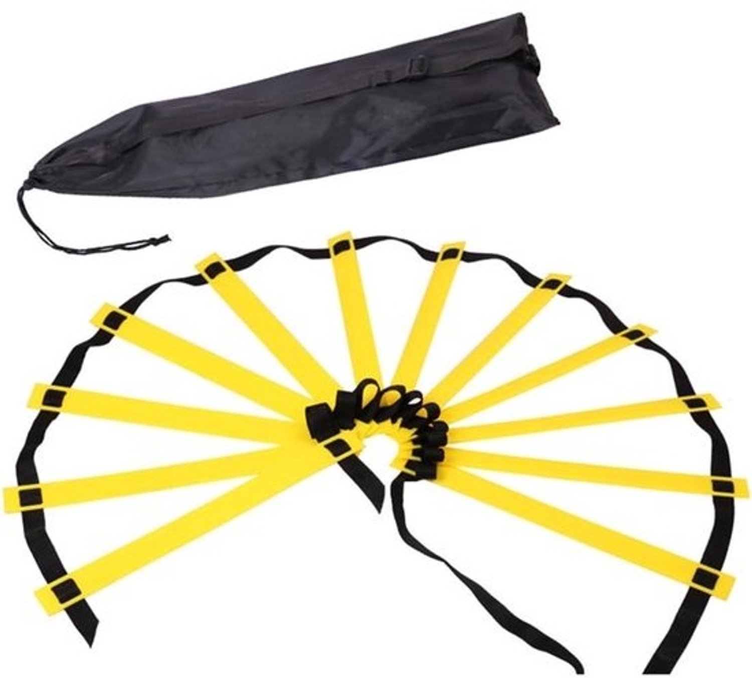 Agilityladder-set - Snelheids- en trainingsladder - Sportprestaties verbeteren - Verstelbare sporten - 8 meter 16 knopen - Zwart