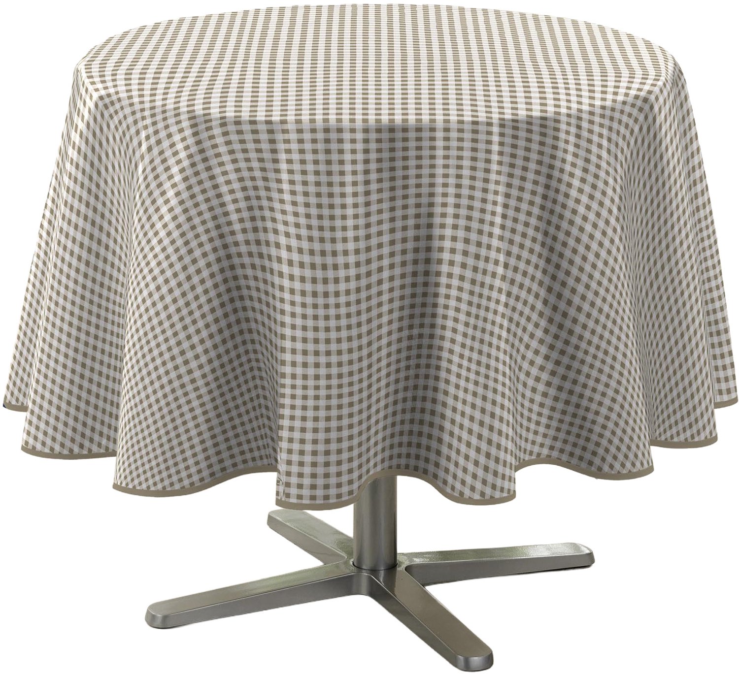 Douceur d'intérieur - Ronde tafelkleed MINI VICHY, Ø 160 cm, ruitpatroon - beige