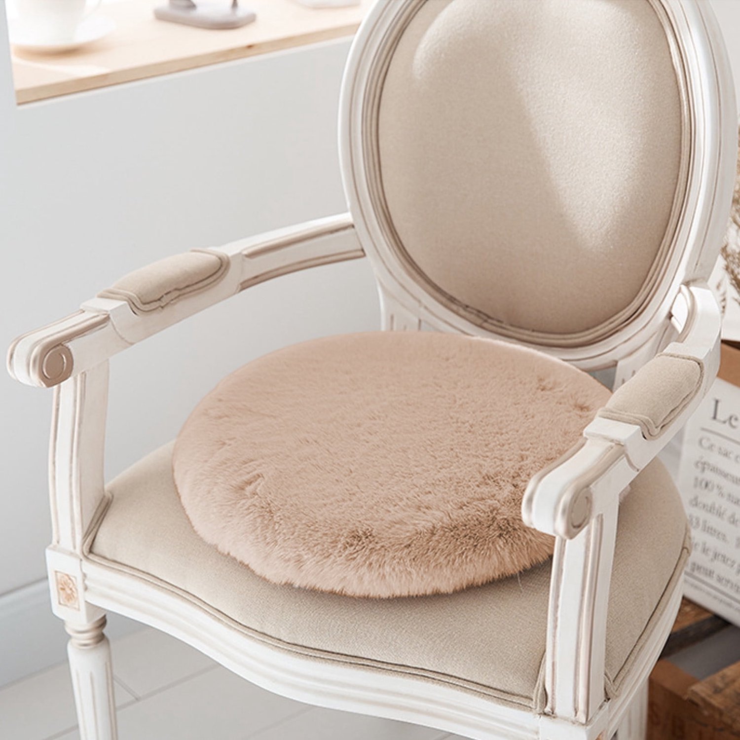 Ulisem Super Soft Ronde Pluche Zitkussen - Stoelkussen - Zitkussen Voor Stoel - Zacht En Delicaat - Multifunctioneel Kussen - Kaki Khaki