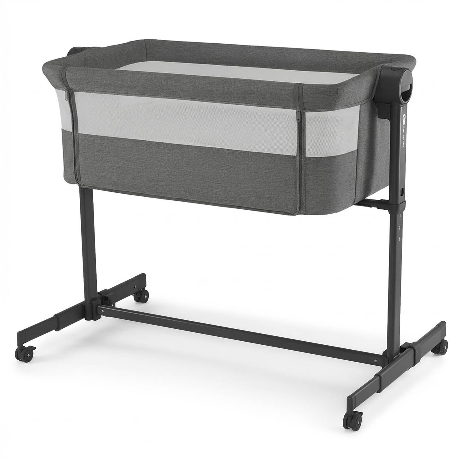 Kinderkraft NESTEE UP 2 - Co-sleeper - 2-in-1 - Halfstevig matras - Mesh panelen - Donkergrijs