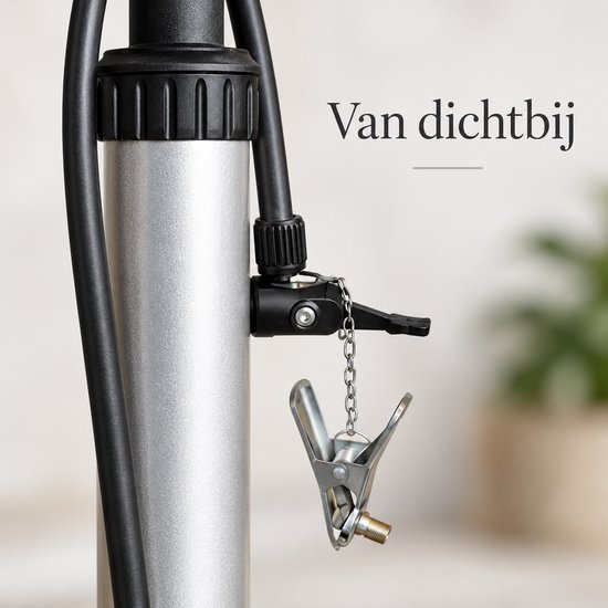 Fietspomp Classic - Zilver - Vloerpomp voor Dunlop, Presta en Schrader — afbeelding 2