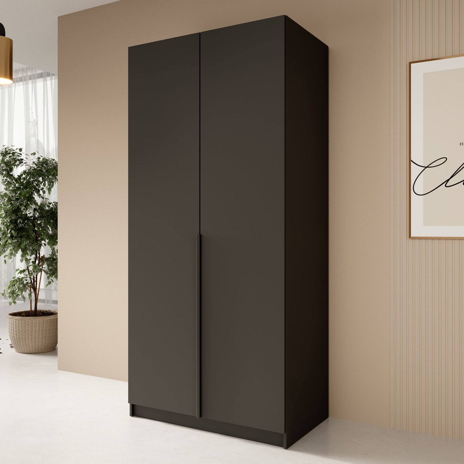 MEUBELLA Kledingkast Bruno - Zwart - 100 cm