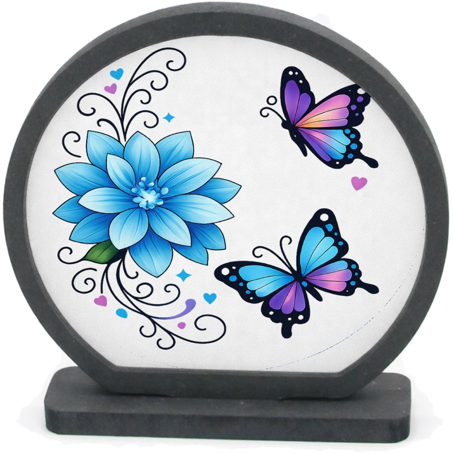 Mr Cadeautjes Houten fotolijst rond met MDF inleg - design Een warme, verticale quote-compositie met zachte botanische | cadeau Wit