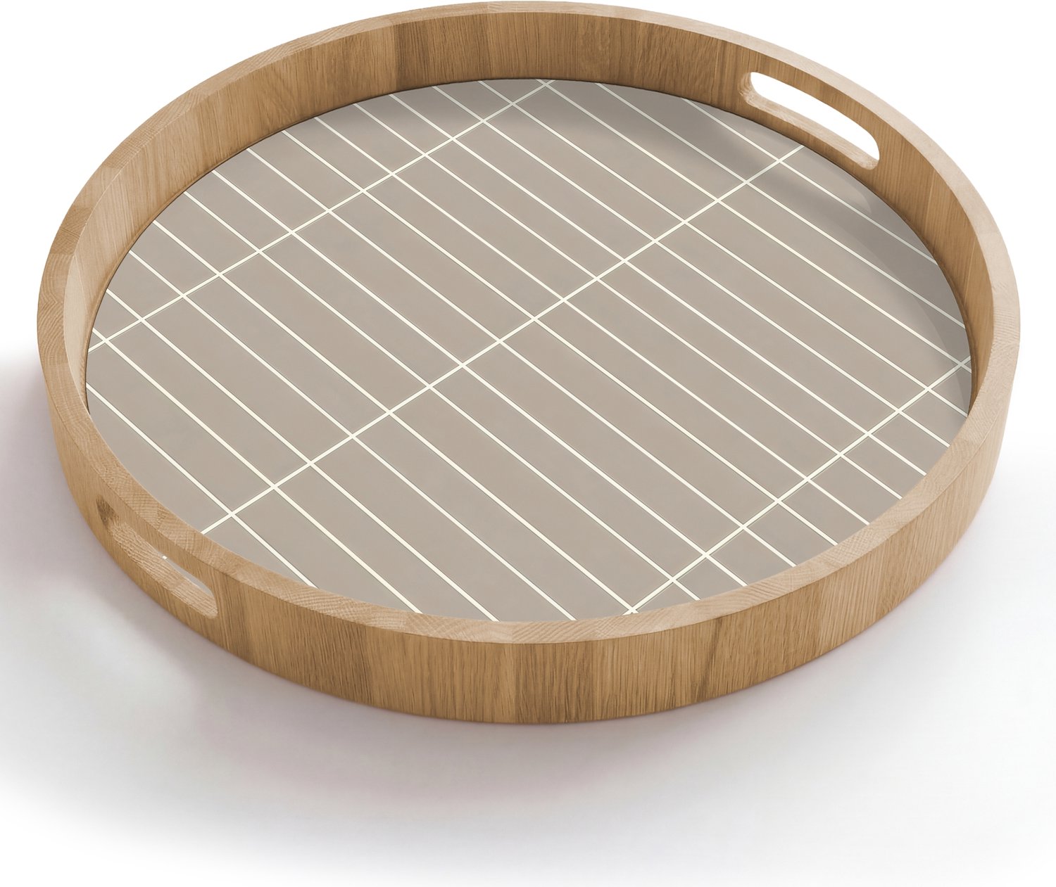 Dienblad rond 50x50 cm - Schootdienblad hout - Verticaal - Wandtegel - Licht Beige - Borrelplank rechthoek - Plateau houten dienbladen