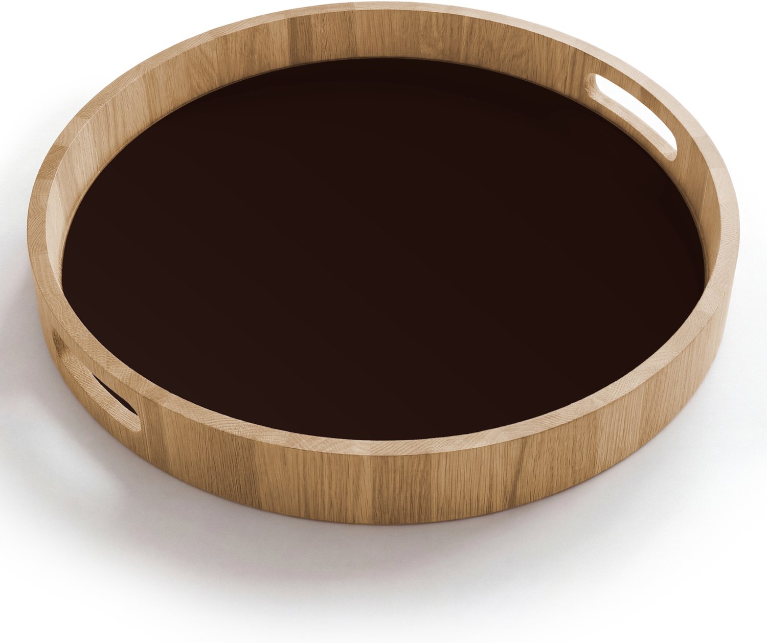 Dienblad rond 40x40 cm - Schootdienblad hout - Deep - Obsidian - Bruin - Borrelplank rechthoek - Plateau houten dienbladen