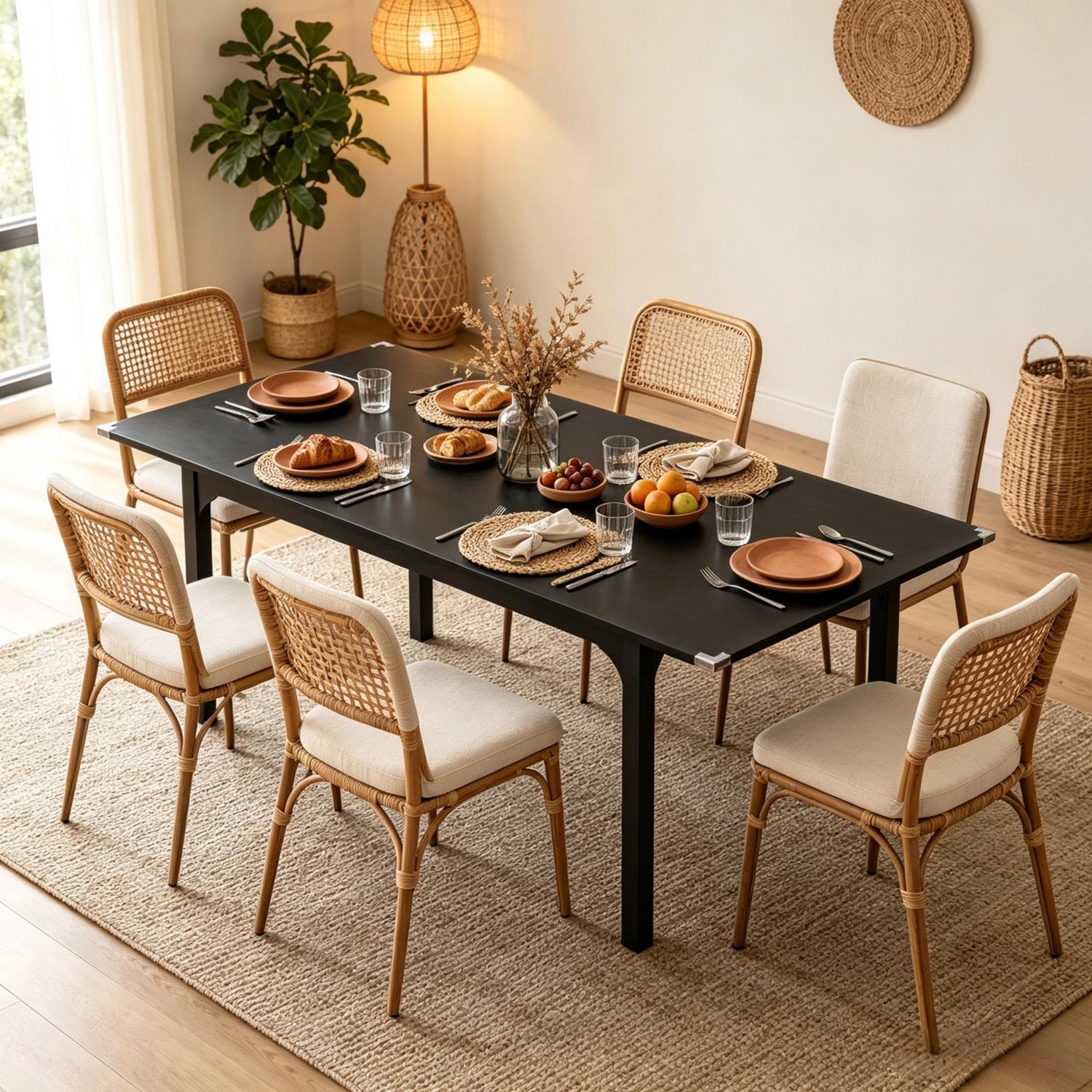 STILVORA Eettafel - Uitschuifbaar Voor 4 tot 6 Personen - Voor Kleine Ruimtes - MDF en Staal - 120 tot 160 x 70 x 75 cm - Zwart