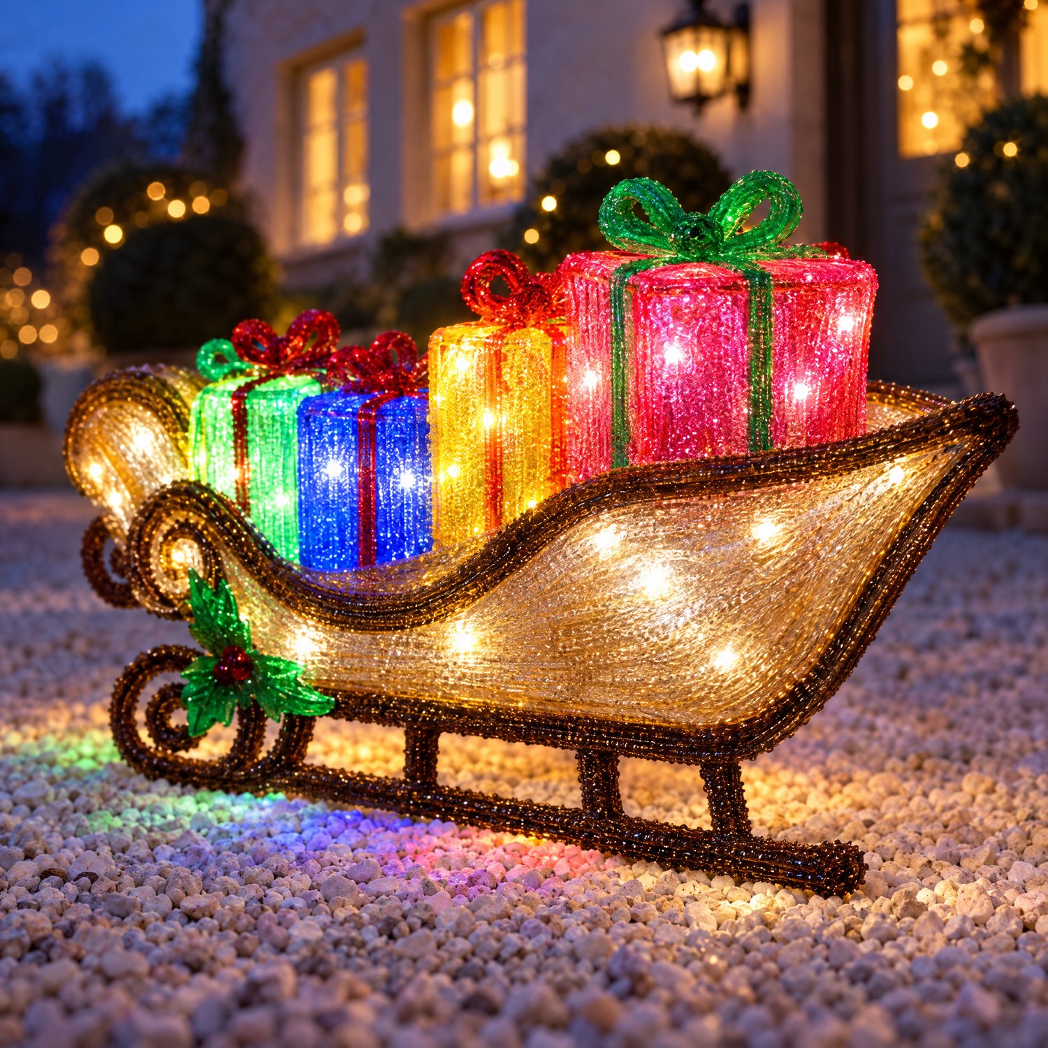 Levano Kerstverlichting Buiten Figuren - Arreslee met 40 LED - Kerstlampjes - Kerstdecoratie voor Binnen - Kerstversiering Buiten - Kerstfiguren - Kerstslee - Sfeerverlichting - Kerstfiguur met Licht - Kerstdecoratie Tuin - Timer - IP44