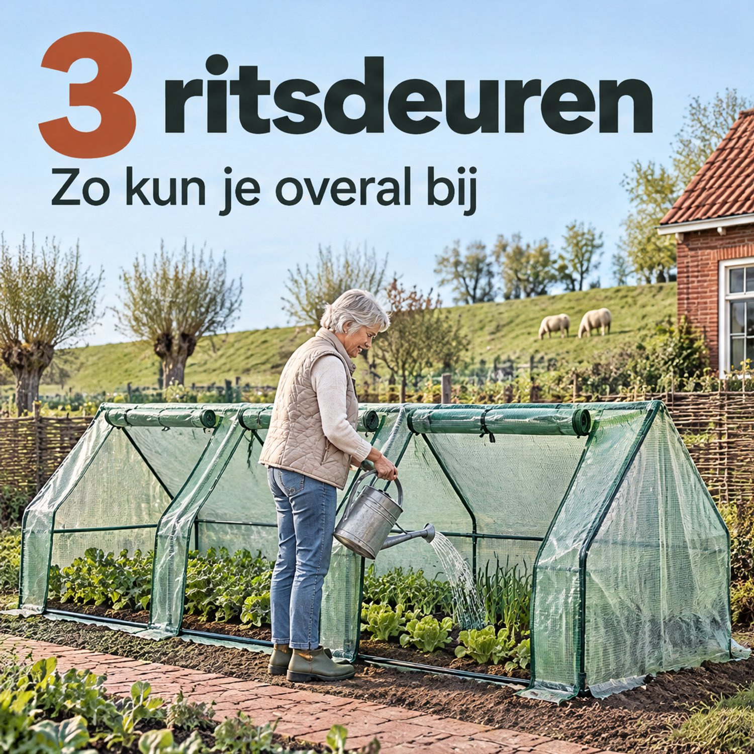 Levano Kweekkas 270 cm met 3 Deuren - Tuinkas - Serre - Broeikas - Plantenkas - Mini Serre - Mini Kas - Tuinserre - Kweekkastje in Tuin - Foliekas - Moestuin Kas - Kweekkasten voor Buiten - Tuinserre Plastiek - Groenten Kweken - Kweekkas Tuin – foto 2