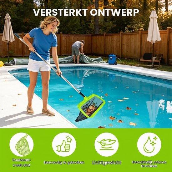 Schepnet voor zwembad - Groen - Met extra fijne mazen - Voor Zwembaden, Spa's en Vijvers — afbeelding 3