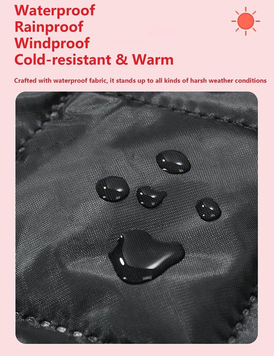Winterdeken voor Rolstoel - Zwart - 100 x 70 cm - Dikke en Waterdichte Voetenzak voor Volwassenen — afbeelding 3