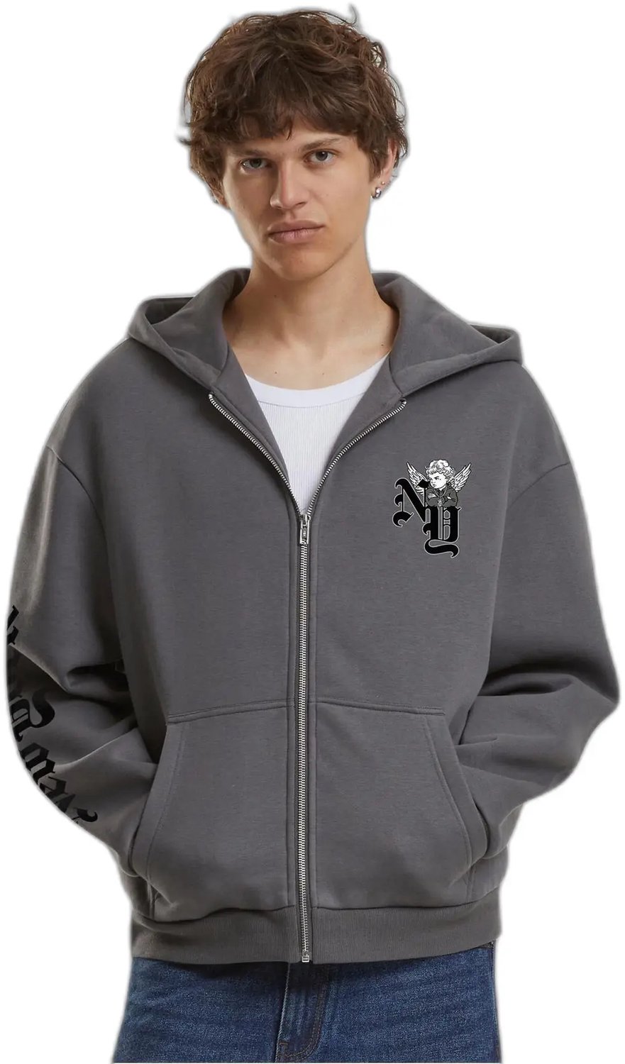 Hooded sweatshirt met rits Mister Tee Guardian Angel Of NY Magnet