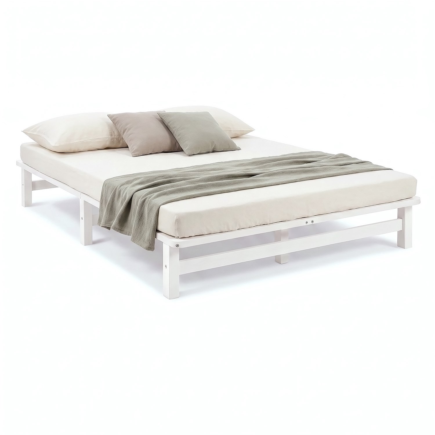 Homestyle4u Palletbed - 140x200 cm - Tweepersoonsbed - Wit