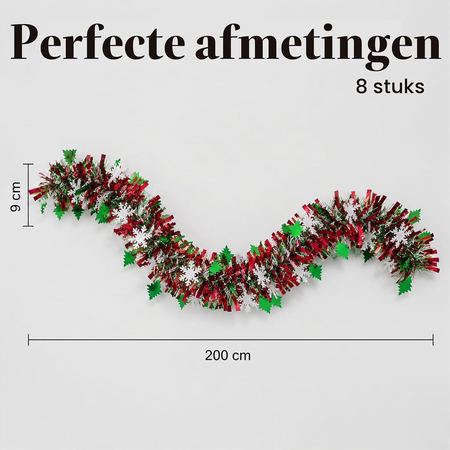 Kerstguirlande - Zilverwit - 8-delige set - Glitterfolie - Voor Deur en Boom – foto 2