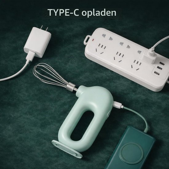 Draadloze Handmixer Elektrische Mini USB -oplaad 1500 MAh Egg Beater 4 Verstelbare Mini -Handmixer, en Draagbaar met Ronde Handgreep voor Comfortabel Gebruik (GREEN) — afbeelding 5