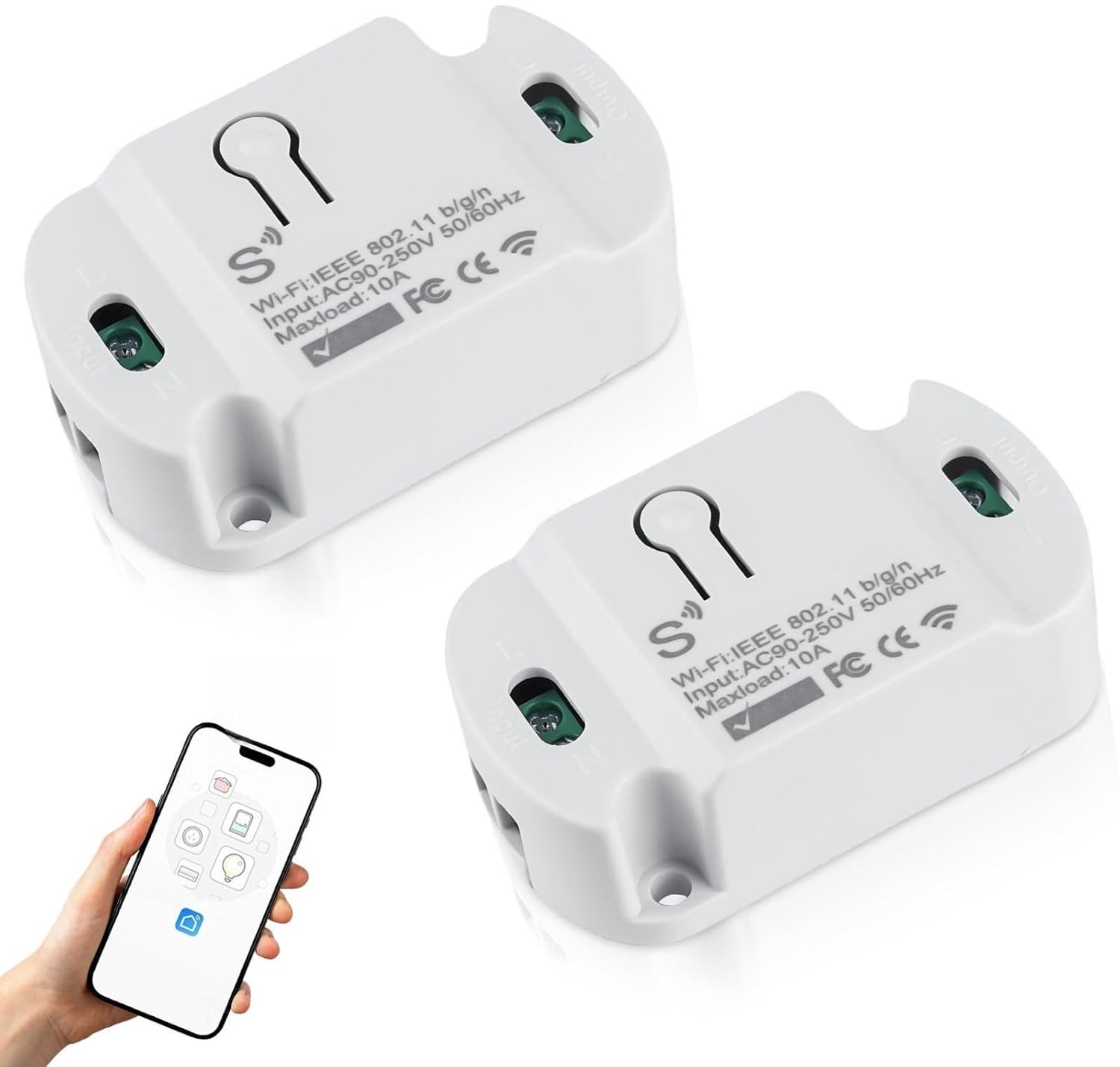 WLAN lichtschakelaar module 10A - 2 stuks - draadloos - eenvoudig te bedienen met app - SnelShoppen