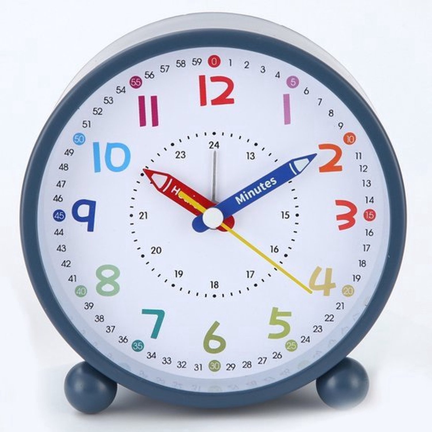 Analoge Wekker – Stille Wekker Niet Tikkend – Retro Vintage Kleine Klok Met Licht – Tafelklok Bureau Klok – Wekker Voor Slaapkamer Nachtkastje Woonkamer – Reiswekker Decoratieve Klok 11.5cm - Donkerblauw