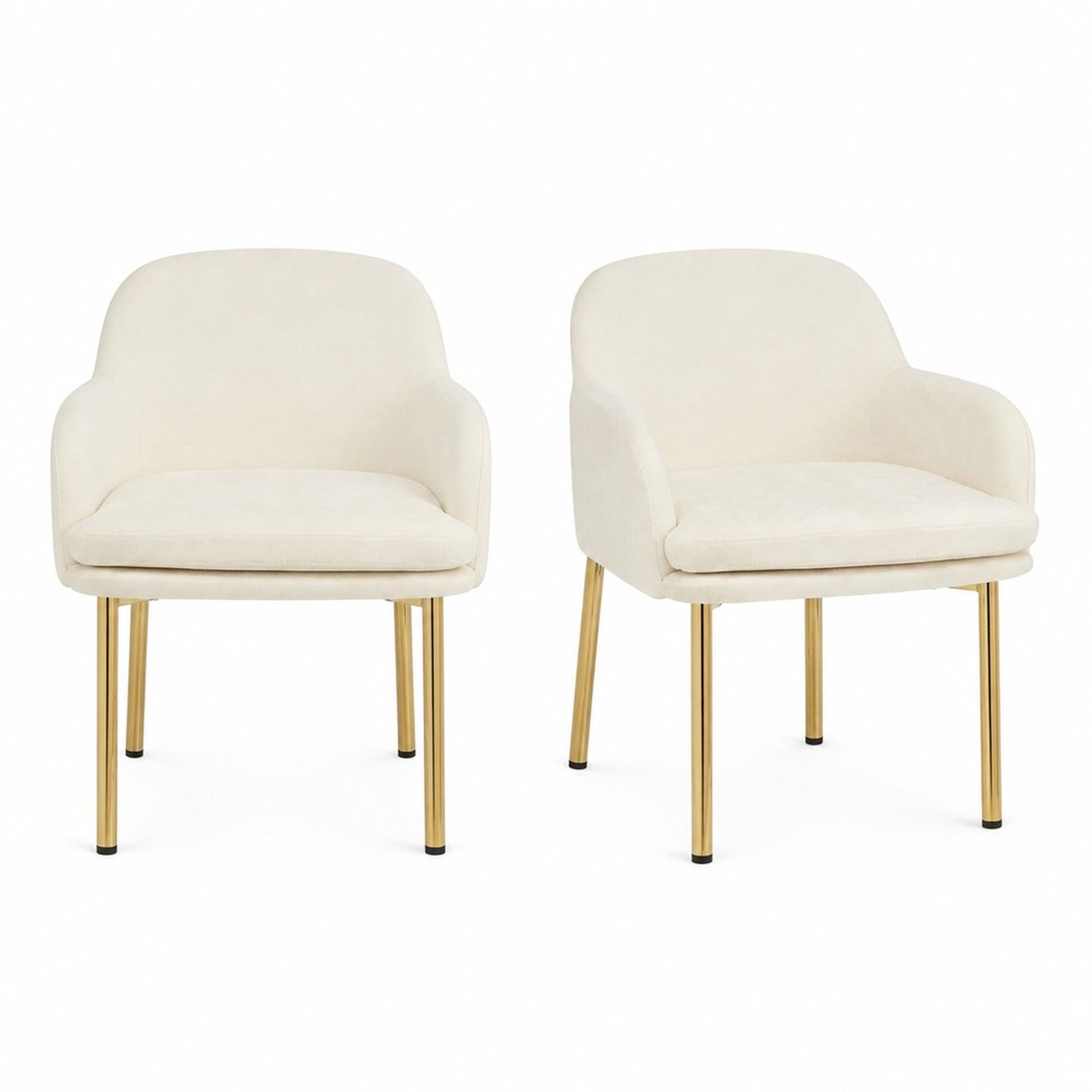 KOMHTOM 2 stuks moderne eetkamerstoelen, gestoffeerde stoelen met armleuningen, in hoogte verstelbaar, draagvermogen tot 125 kg, voor eetkamer, keuken (wit)