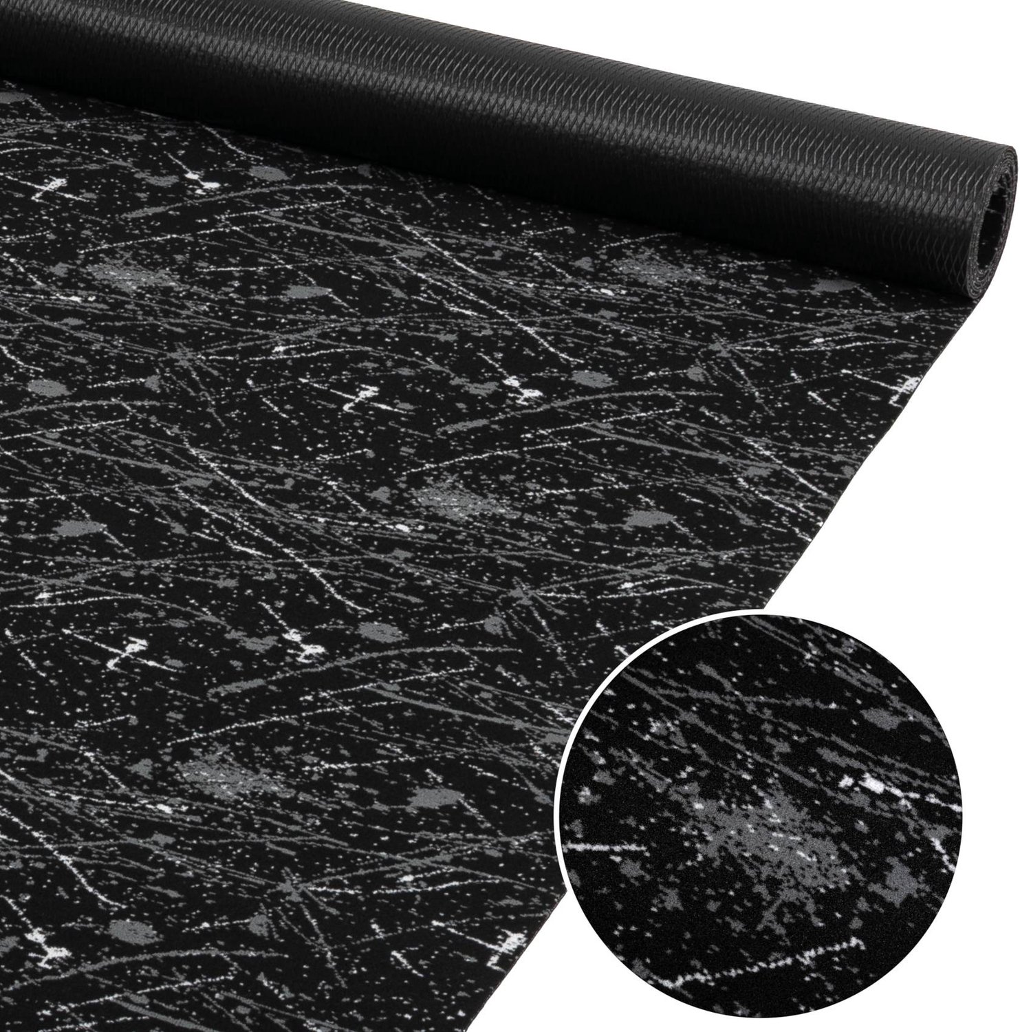 ANRO Keukenloper Rahma Zwart 220x100cm – Tapijtloper Wasbaar Antislip Gangloper Hal Laagpolig