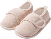 Dames Pantoffels Winter – Warme Pluche Huisslippers – Antislip Zachte Zool – Verstelbare Band – Voor Binnen en Thuis – Khaki – Valt Klein – Maat 40-41