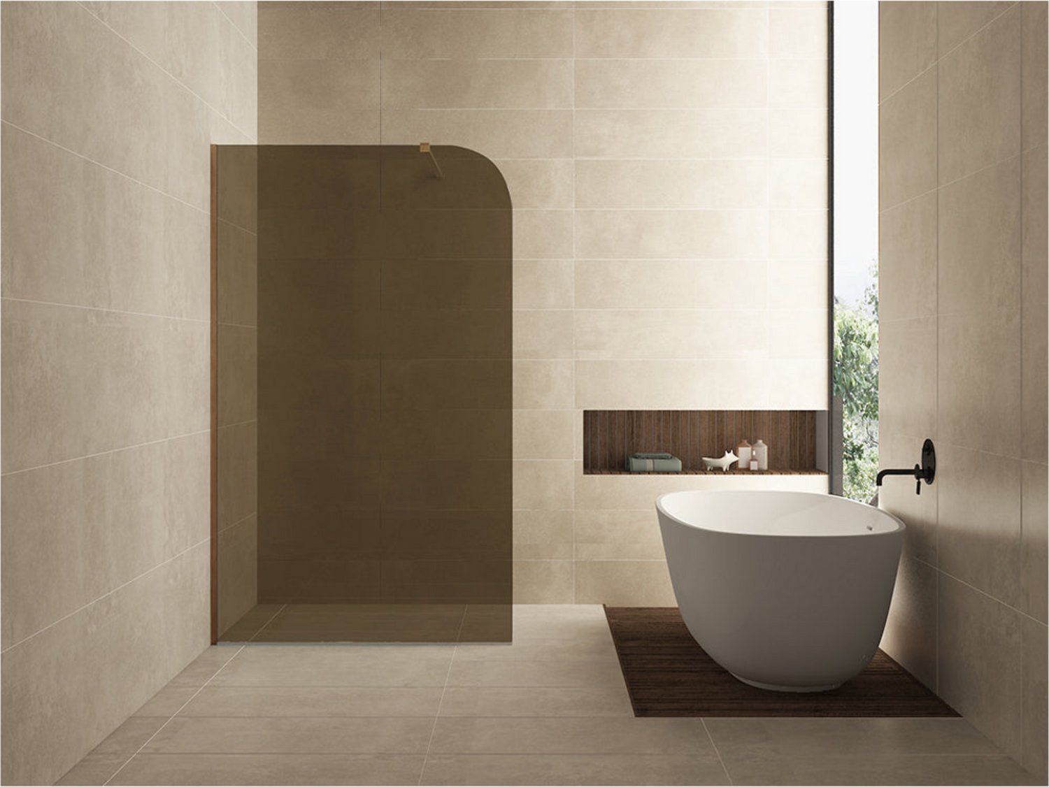 Wiesbaden Curvea Inloopdouche 120 x 200 cm - Vintage Brons Glas 8 mm