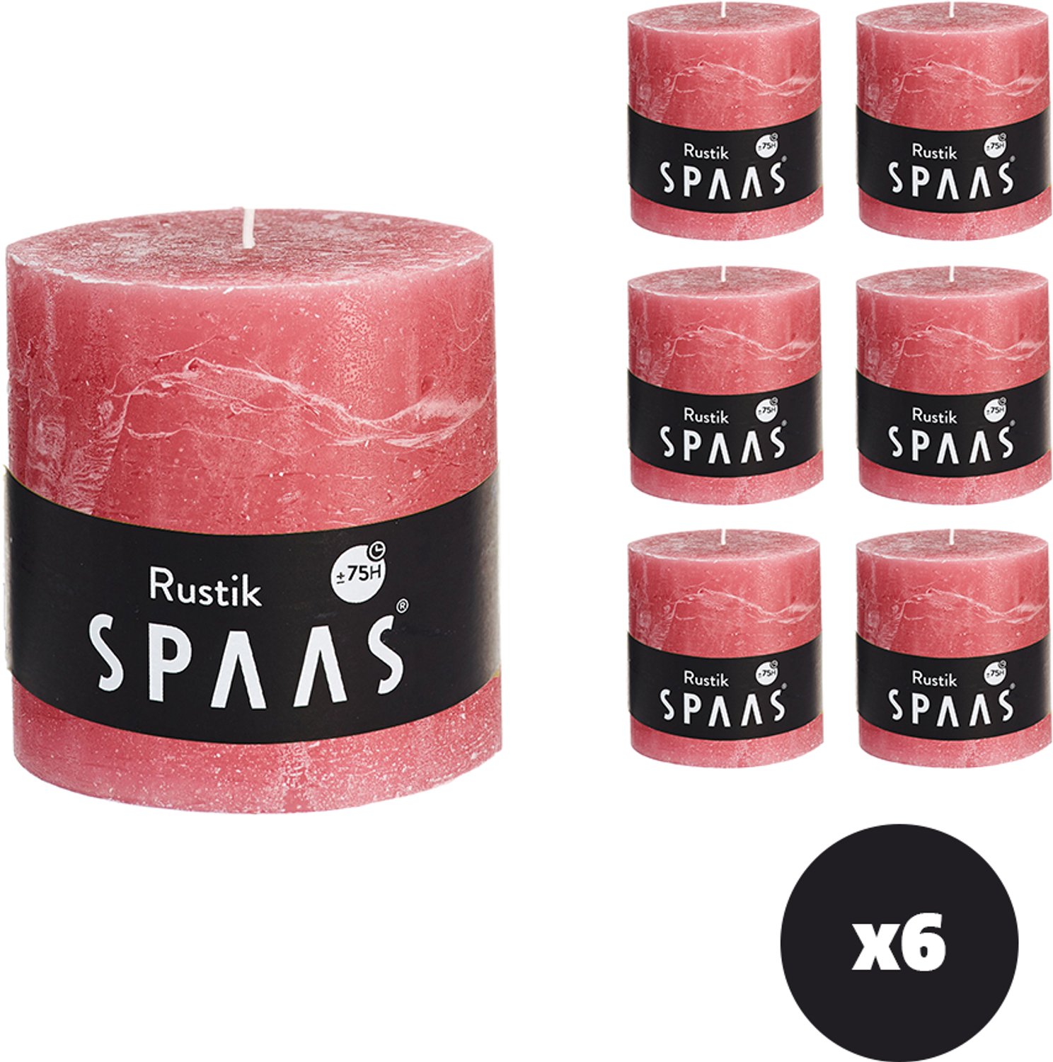 SPAAS Rustieke Stompkaarsen 100/100 mm - Oudroze - circa 75u - 4 kaarsen