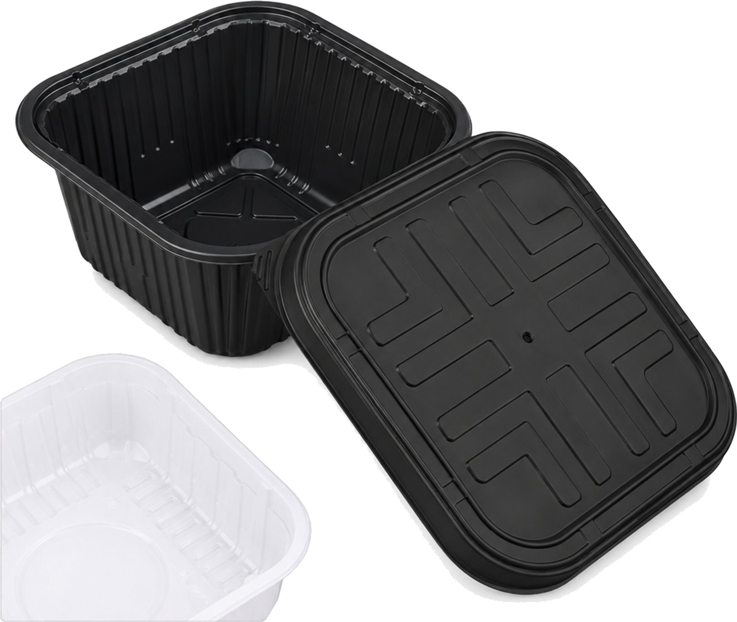 Broodtrommel voor maaltijden met warmtepack, 850 ml, zwart, vierkant en met deksel