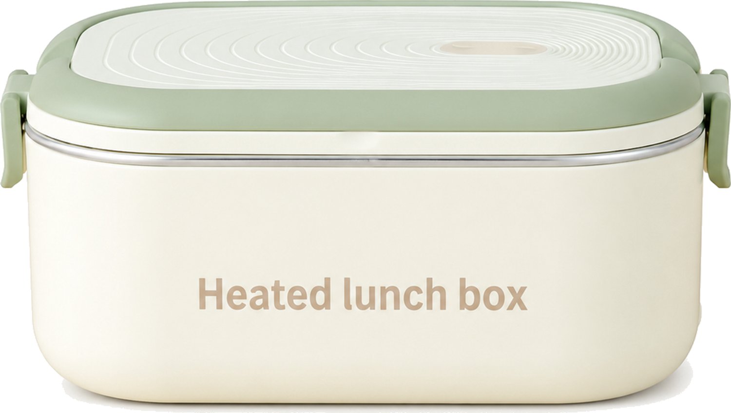 Broodtrommel met elektrische warmhoudfunctie, groene uitvoering, RVS 304-binnenpan, PP-behuizing en zijsluitingen, voor 1–2 personen, in geschenkdoos