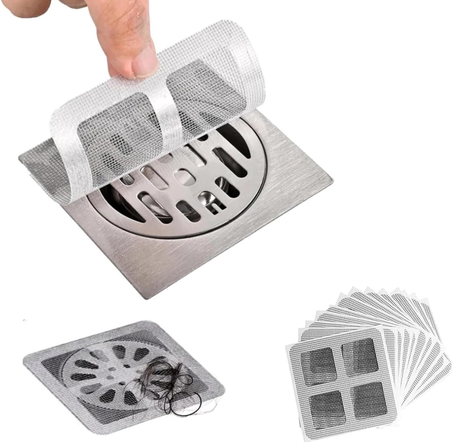 10 stuks vierkante wegwerpstickers voor doucheputjes (haarvanger), 4 x 4 inch