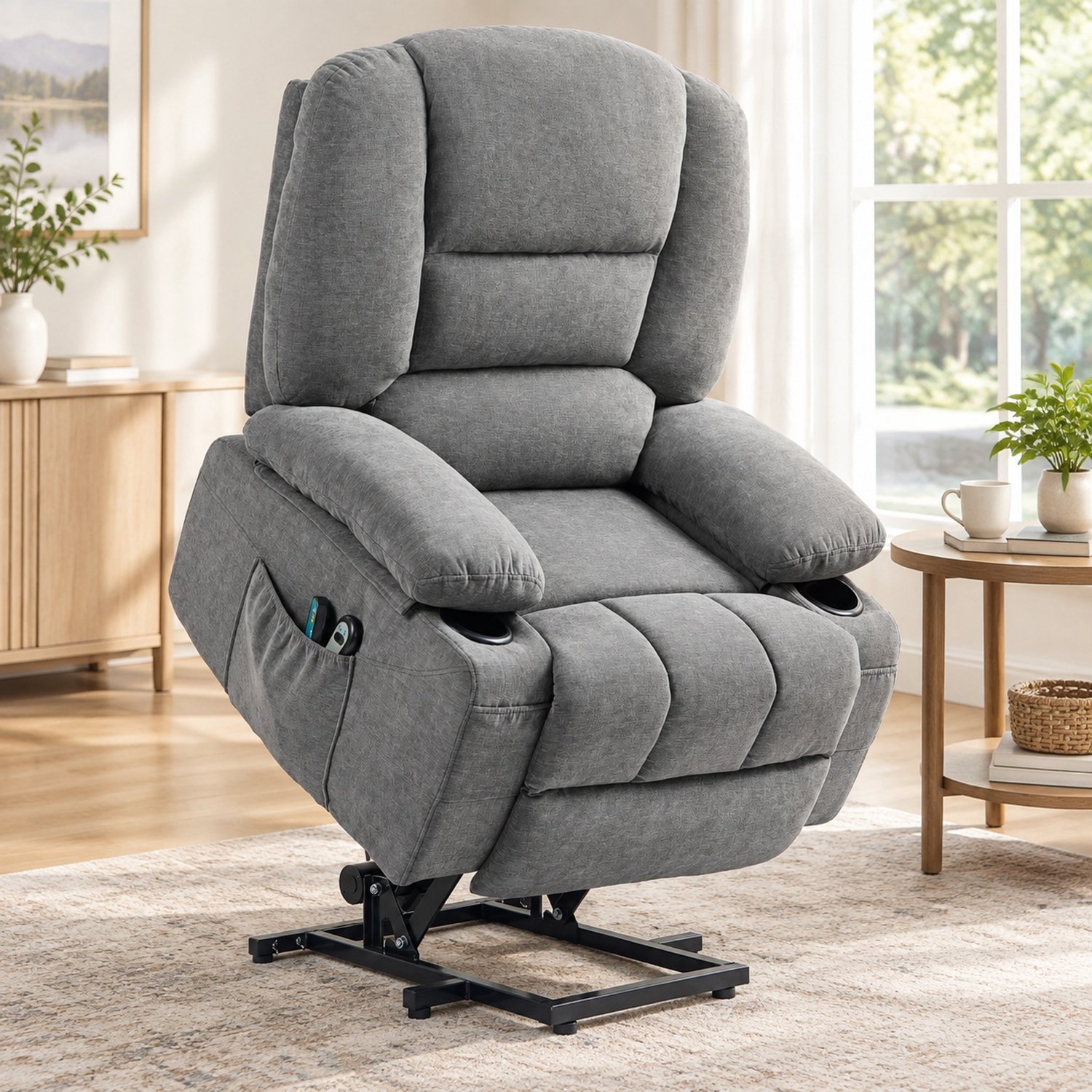 CHICFURN Fauteuil - Elektrische sta-op functie - Ligfunctie - Donkergrijs