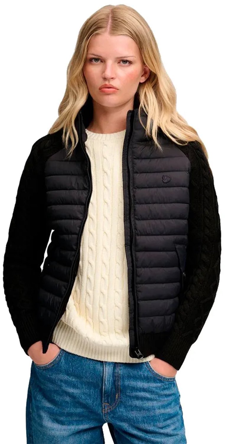 Superdry Hybride Jas Met Kabelbreisels En Capuchon Dames Gewatteerde jassen Ebony