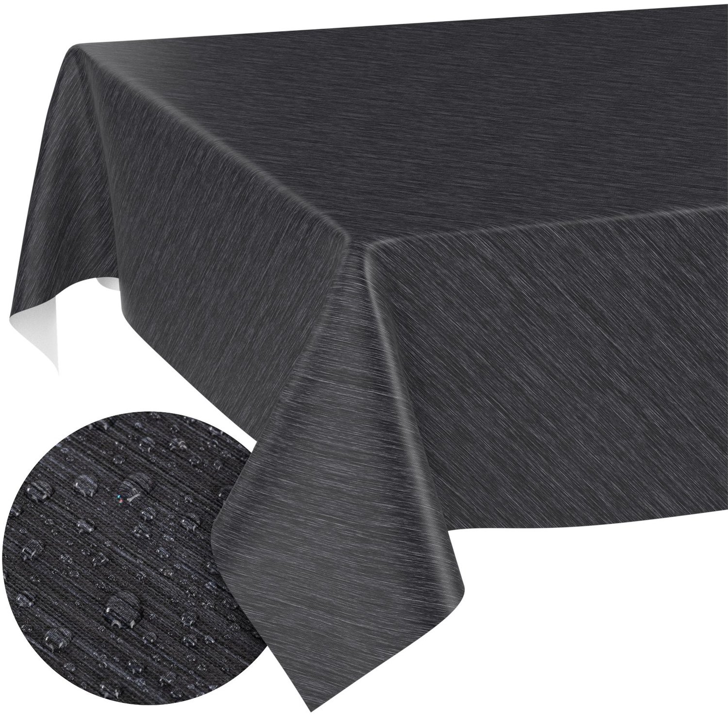 ANRO Tafelzeil op rol Linnenlook Antraciet 140cm x 20m – Afwasbaar Tafelkleed Rechte rand