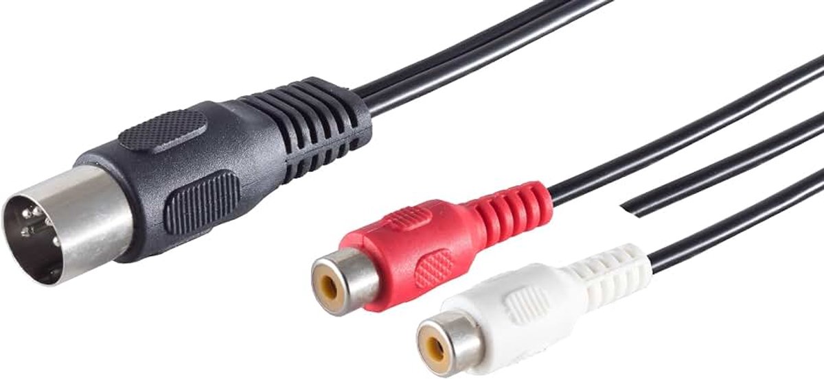 1aTTack.de 1x 0,2 m 5-pins DIN-stekker naar 2 RCA-aansluitingen/Stereo + Massa Hoogwaardige audio-adapterkabel Gegoten stekkers Vernikkelde contacten Perfect voor HiFi-muzieksystemen Studioapparatuur